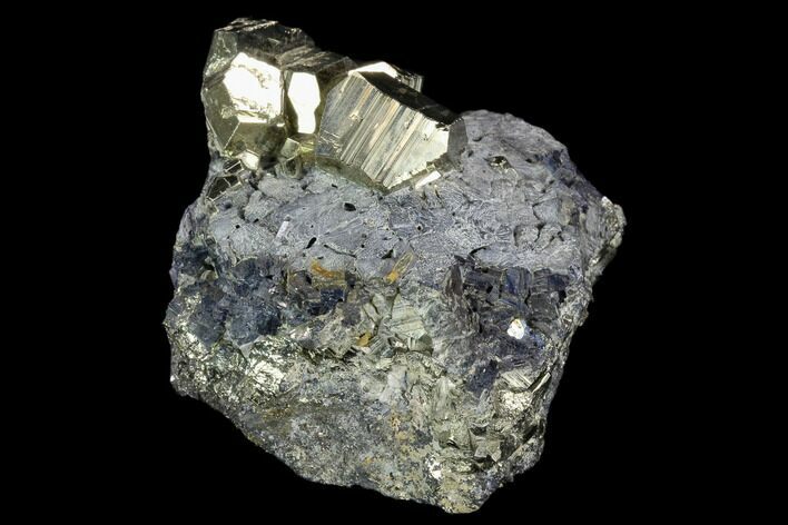 Pyrite Crystals on Galena - Peru #120119